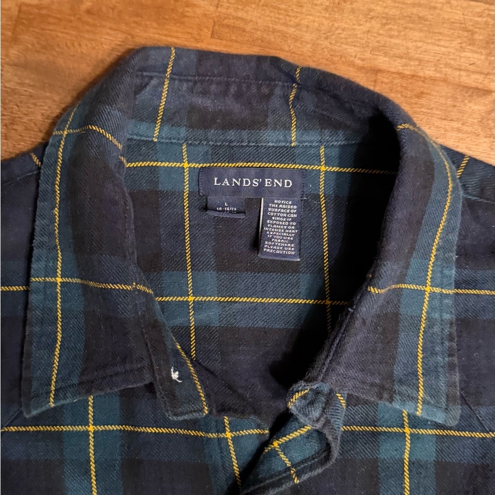 Lands' End Dark Plaid Shirt